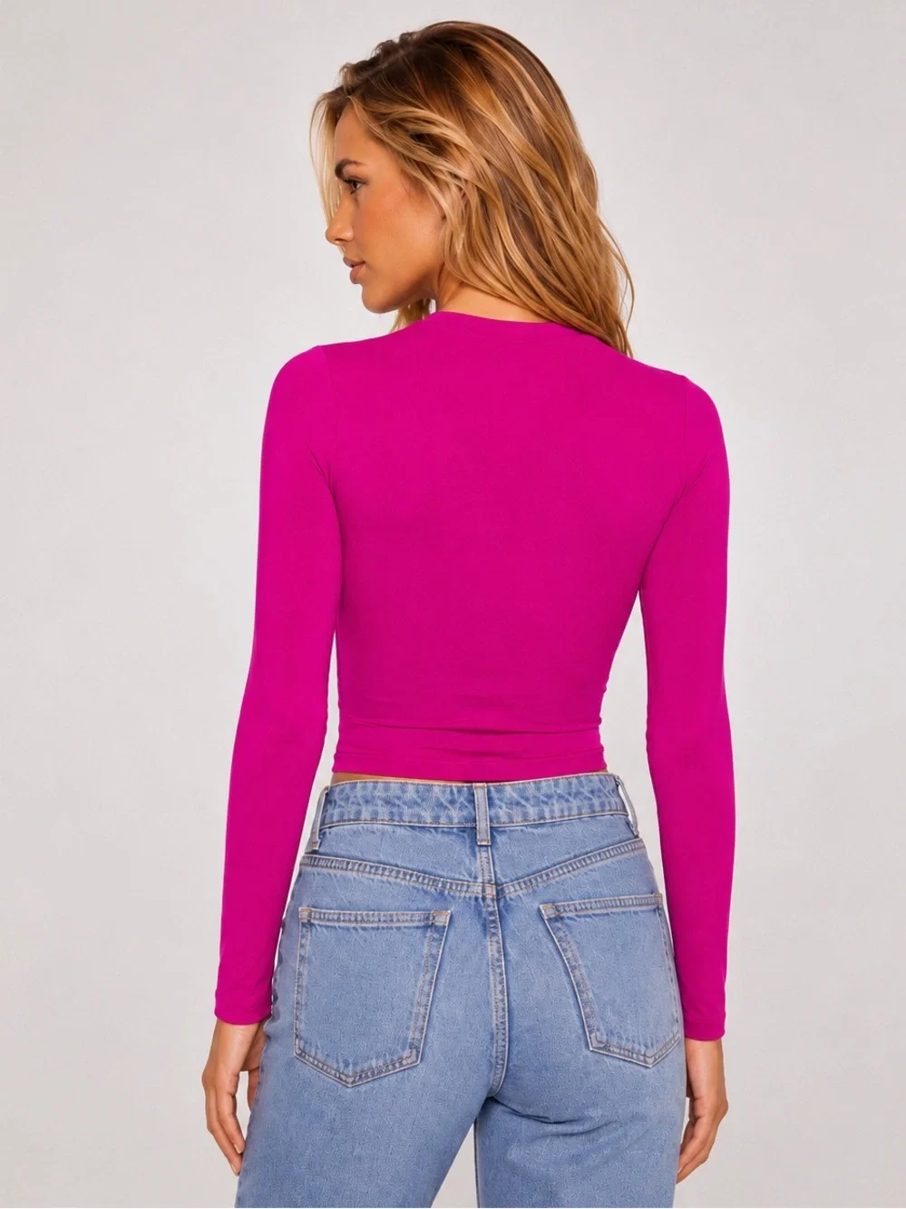 Susana Monaco Magenta Crew Slit Cutout Long Sleeve Top NWT Pink Size Small NEW - Picture 7 of 9